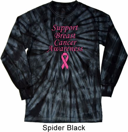 Support Breast Cancer Awareness Long Sleeve Tie Dye Shirt