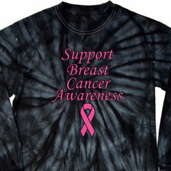 Support Breast Cancer Awareness Long Sleeve Tie Dye Shirt
