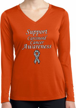 Support Carcinoid Cancer Awareness Ladies Dry Wicking Long Sleeve