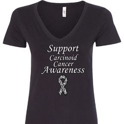 Support Carcinoid Cancer Awareness Ladies V-Neck