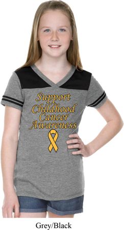 Support Childhood Cancer Awareness Girls Football Tee