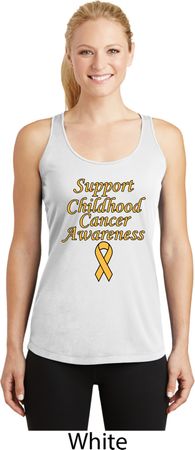 Support Childhood Cancer Awareness Ladies Dry Wicking Racerback