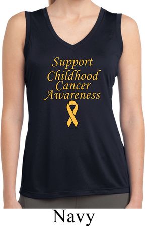 Support Childhood Cancer Awareness Ladies Dry Wicking Sleeveless Shirt