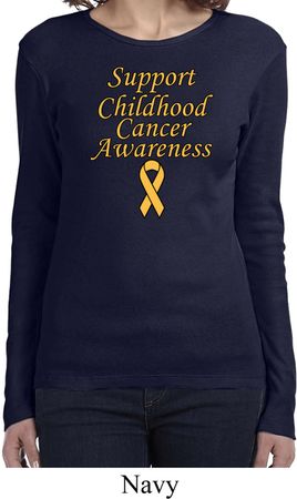 Support Childhood Cancer Awareness Ladies Long Sleeve