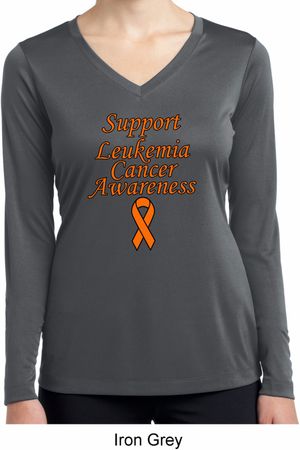 Support Leukemia Cancer Awareness Ladies Dry Wicking Long Sleeve