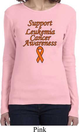 Support Leukemia Cancer Awareness Ladies Long Sleeve