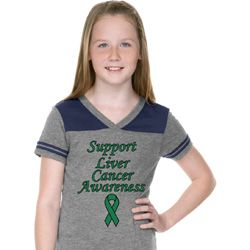 Support Liver Cancer Awareness Girls Football Tee