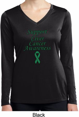 Support Liver Cancer Awareness Ladies Dry Wicking Long Sleeve