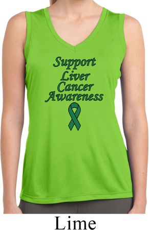 Support Liver Cancer Awareness Ladies Dry Wicking Sleeveless Shirt