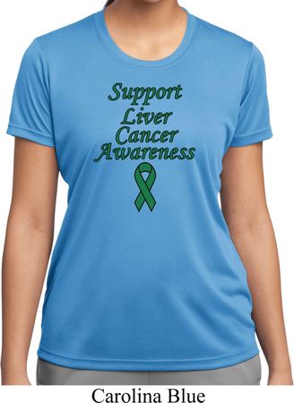 Support Liver Cancer Awareness Ladies Dry Wicking T-shirt