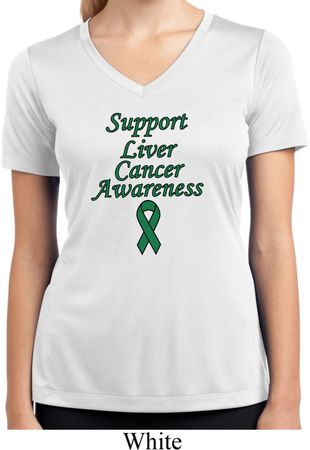 Support Liver Cancer Awareness Ladies Dry Wicking V-neck