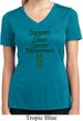 Support Liver Cancer Awareness Ladies Dry Wicking V-neck