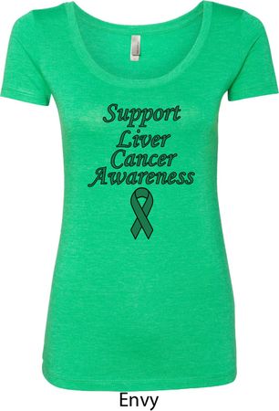 Support Liver Cancer Awareness Ladies Scoop Neck
