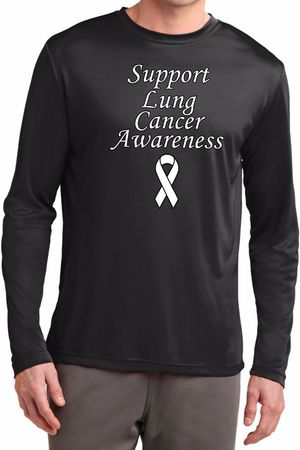 Support Lung Cancer Awareness Dry Wicking Long Sleeve