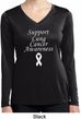 Support Lung Cancer Awareness Ladies Dry Wicking Long Sleeve
