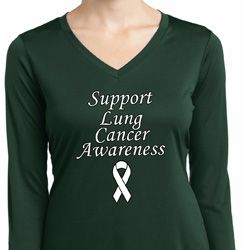 Support Lung Cancer Awareness Ladies Dry Wicking Long Sleeve