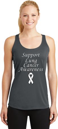 Support Lung Cancer Awareness Ladies Dry Wicking Racerback
