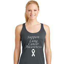Support Lung Cancer Awareness Ladies Dry Wicking Racerback