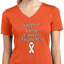 Support Lung Cancer Awareness Ladies Dry Wicking V-neck