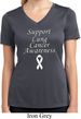 Support Lung Cancer Awareness Ladies Dry Wicking V-neck