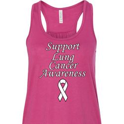 Support Lung Cancer Awareness Ladies Flowy Racerback
