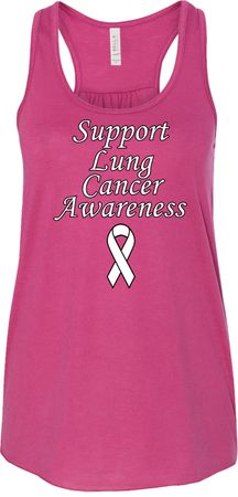Support Lung Cancer Awareness Ladies Flowy Racerback