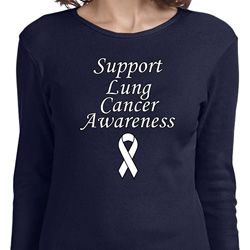 Support Lung Cancer Awareness Ladies Long Sleeve
