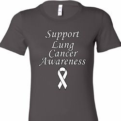 Support Lung Cancer Awareness Ladies Longer Length Shirt
