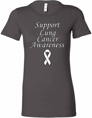 Support Lung Cancer Awareness Ladies Longer Length Shirt