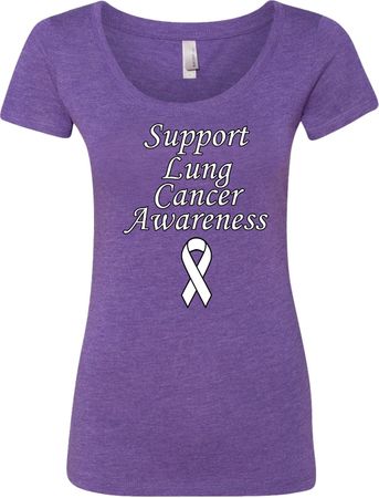 Support Lung Cancer Awareness Ladies Scoop Neck