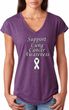 Support Lung Cancer Awareness Ladies Tri Blend V-neck
