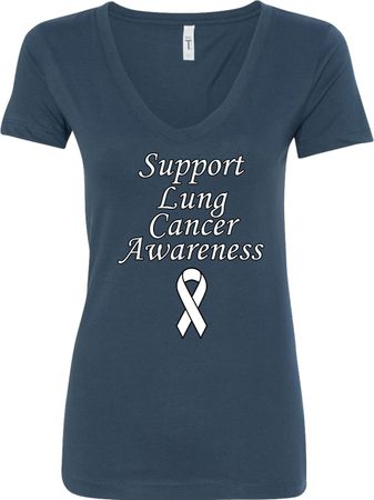 Support Lung Cancer Awareness Ladies V-Neck