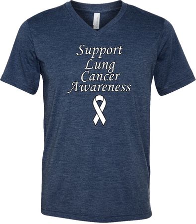 Support Lung Cancer Awareness Tri Blend V-neck