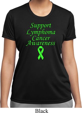 Support Lymphoma Cancer Awareness Ladies Dry Wicking T-shirt