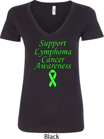 Support Lymphoma Cancer Awareness Ladies V-Neck