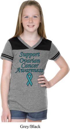 Support Ovarian Cancer Awareness Girls Football Tee