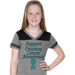 Support Ovarian Cancer Awareness Girls Football Tee