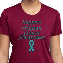 Support Ovarian Cancer Awareness Ladies Dry Wicking T-shirt