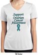 Support Ovarian Cancer Awareness Ladies Dry Wicking V-neck