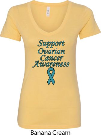Support Ovarian Cancer Awareness Ladies V-Neck