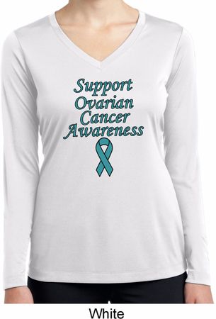 Support Ovarian Cancer Ladies Dry Wicking Long Sleeve