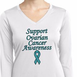 Support Ovarian Cancer Ladies Dry Wicking Long Sleeve