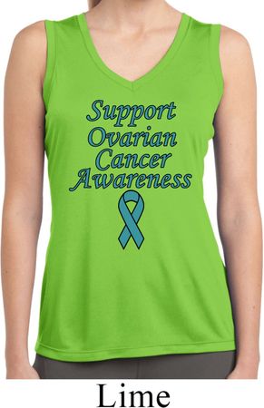 Support Ovarian Cancer Ladies Dry Wicking Sleeveless Shirt