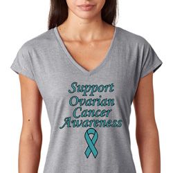 Support Ovarian Cancer Ladies Tri Blend V-neck