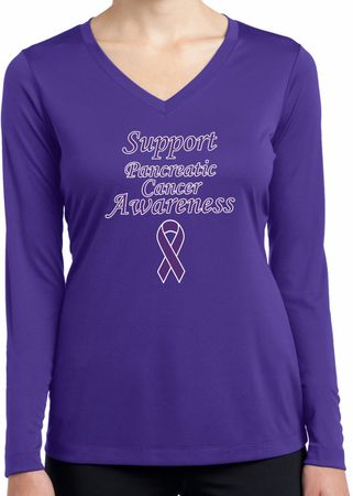 Support Pancreatic Cancer Awareness Ladies Dry Wicking Long Sleeve