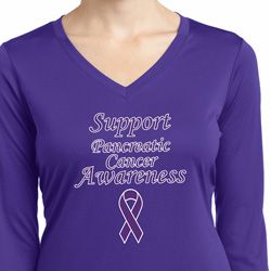 Support Pancreatic Cancer Awareness Ladies Dry Wicking Long Sleeve