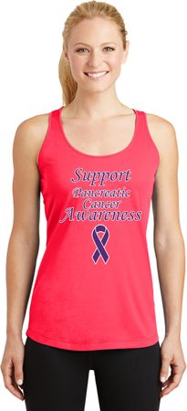 Support Pancreatic Cancer Awareness Ladies Dry Wicking Racerback