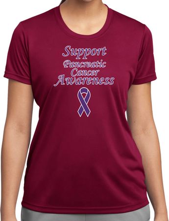 Support Pancreatic Cancer Awareness Ladies Dry Wicking T-shirt