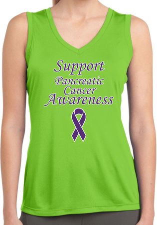 Support Pancreatic Cancer Awareness Ladies Dry Wicking Tank Top