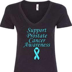Support Prostate Cancer Awareness Ladies V-Neck Support Prostate Cancer Awareness Ladies V-Neck